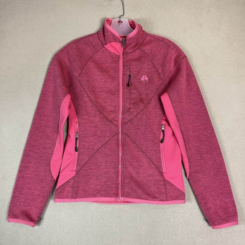 Nike ACG Jacket Womens M Pink FitTherma Full Zip Athletic Mock Neck Zip Pockets